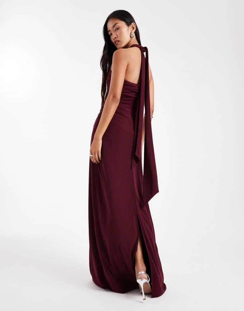 Shop Six Stories Bridesmaids stretch halter neck maxi dress in wine on Sale  at BeyondStyle  Get 10% Off Six Stories Bridesmaids stretch halter neck  maxi dress in wine with Limited-Time Flash