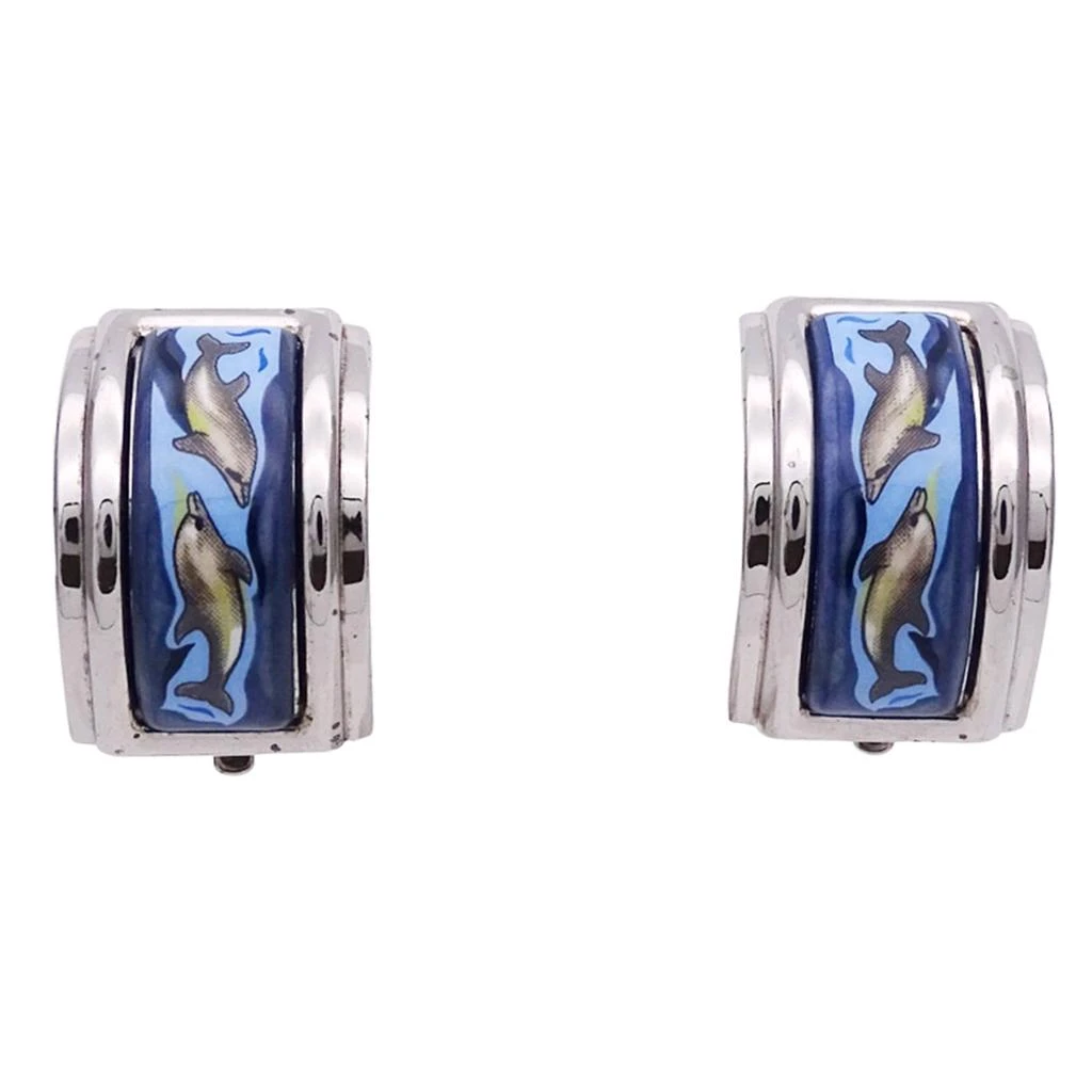Hermes blue Metal Clip Earrings (Pre-Owned)