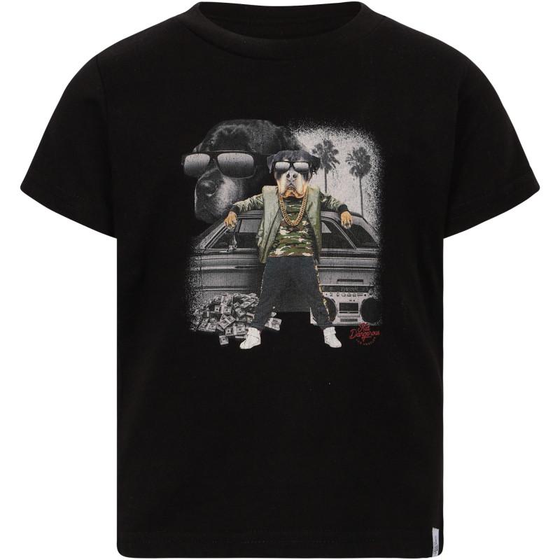 Kid Dangerous Bulldog print logo t shirt in black