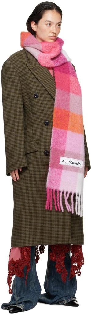 Acne Studios Pink & Orange Mohair Checked Scarf 3