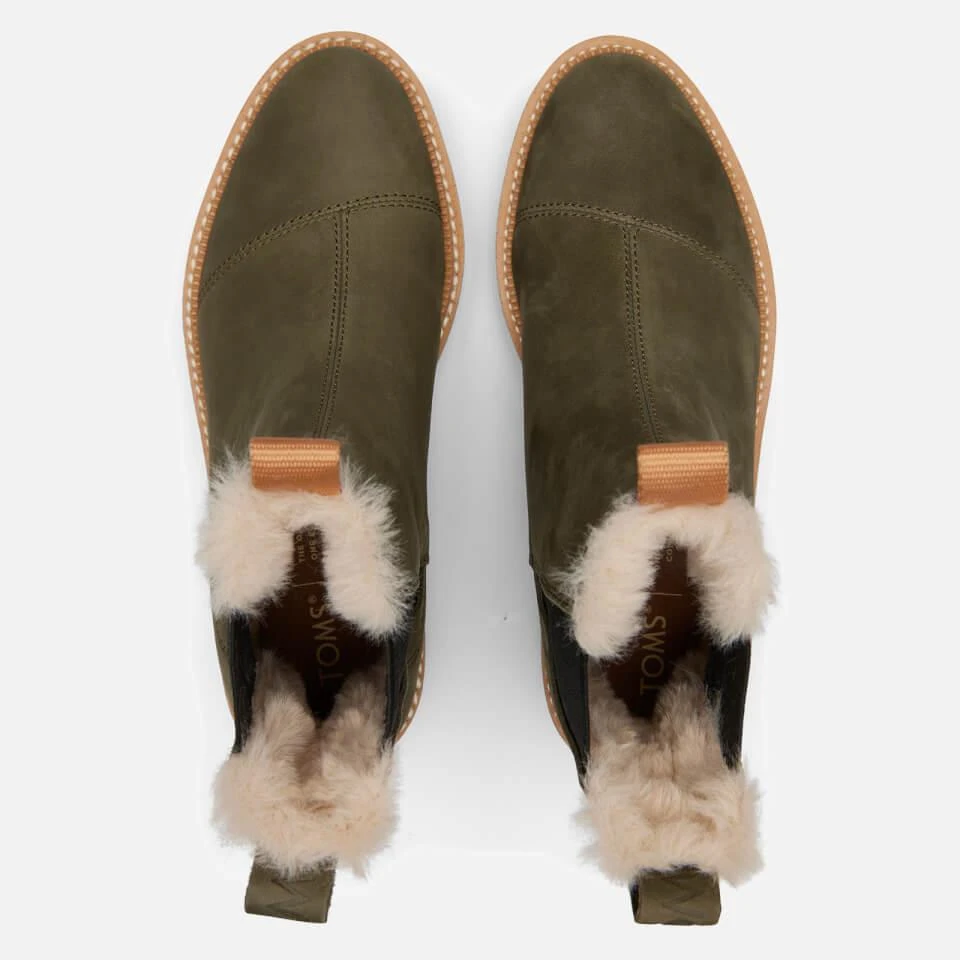 TOMS TOMS WOMEN'S DAKOTA WATER RESISTANT LEATHER CHELSEA BOOTS - OLIVE 3