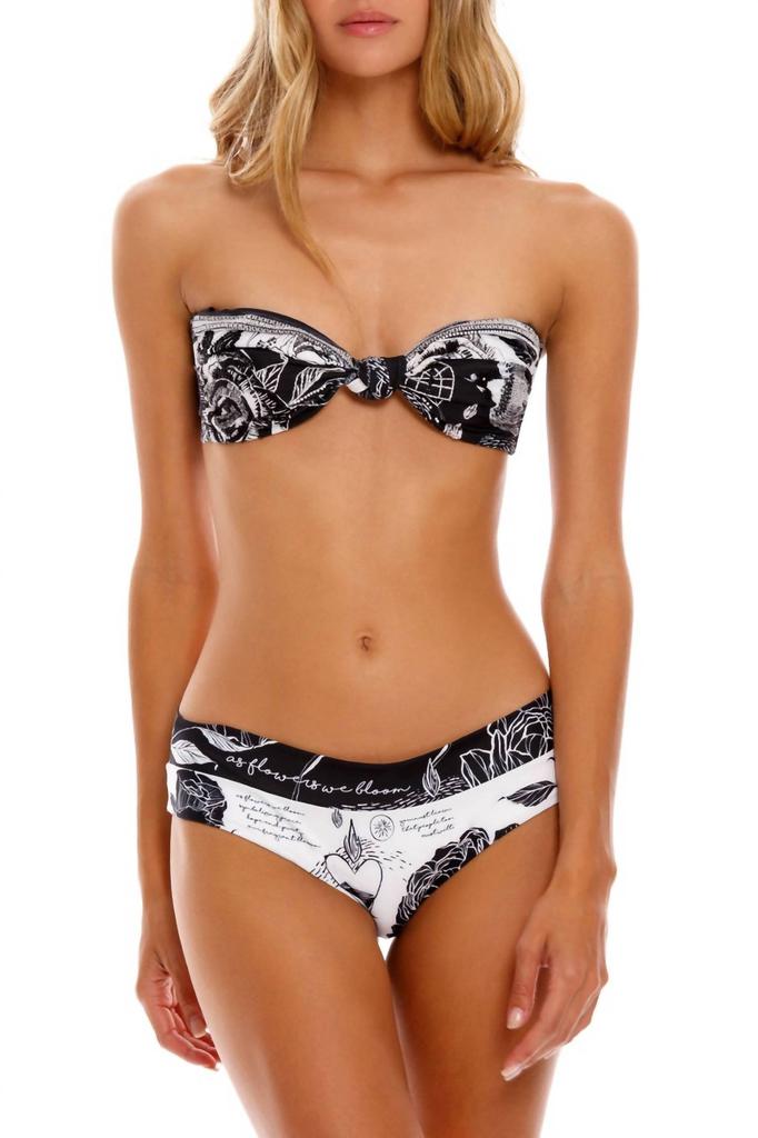 Agua Bendita Lucille Thoughts Bikini Top In Black/white