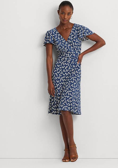 Lauren Ralph Lauren Ralph Lauren Floral Stretch Jersey Surplice Dress