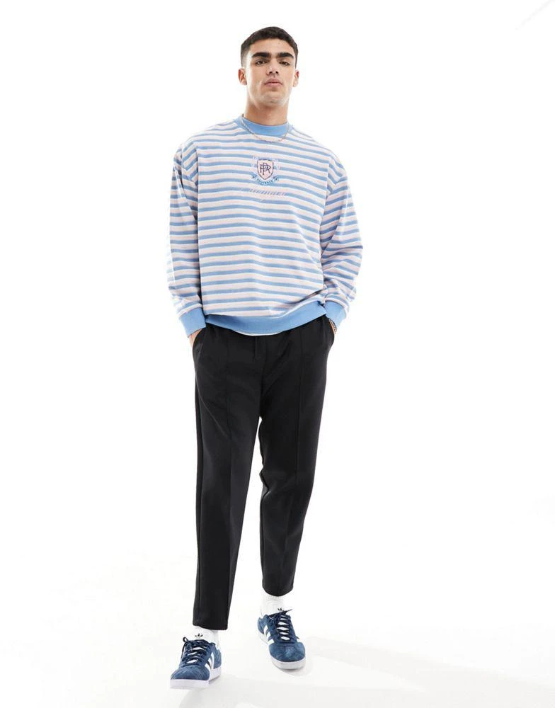 ASOS ASOS DESIGN oversized textured sweatshirt in multicoloured stripe 3