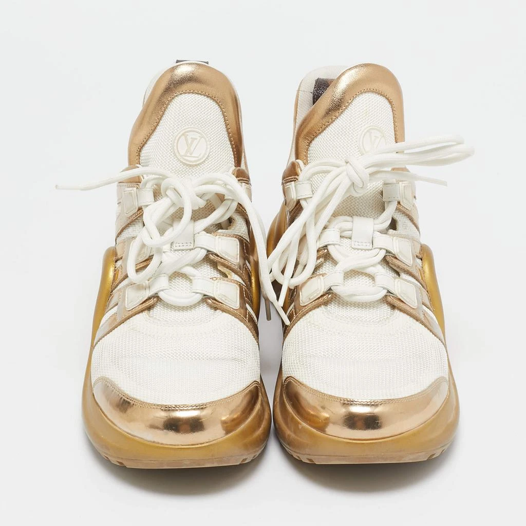Louis Vuitton Louis Vuitton White/Gold Leather and Mesh LV Archlight Sneakers Size 40 3