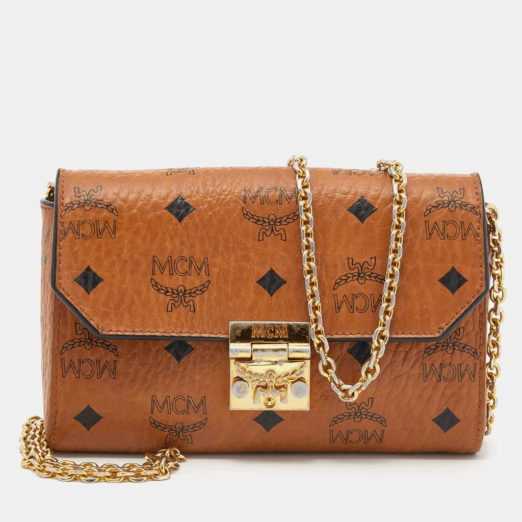 MCM MCM Cognac Visetos Coated Canvas Patricia Wallet on Chain 1