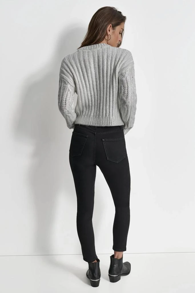 DKNY FOIL PRINT CHUNKY CABLE SWEATER 6