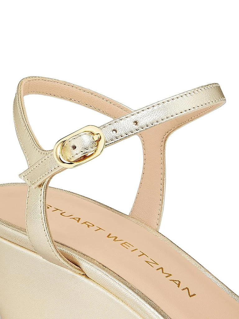 Stuart Weitzman Dayna 50MM Metallic Leather Wedge Sandals 5