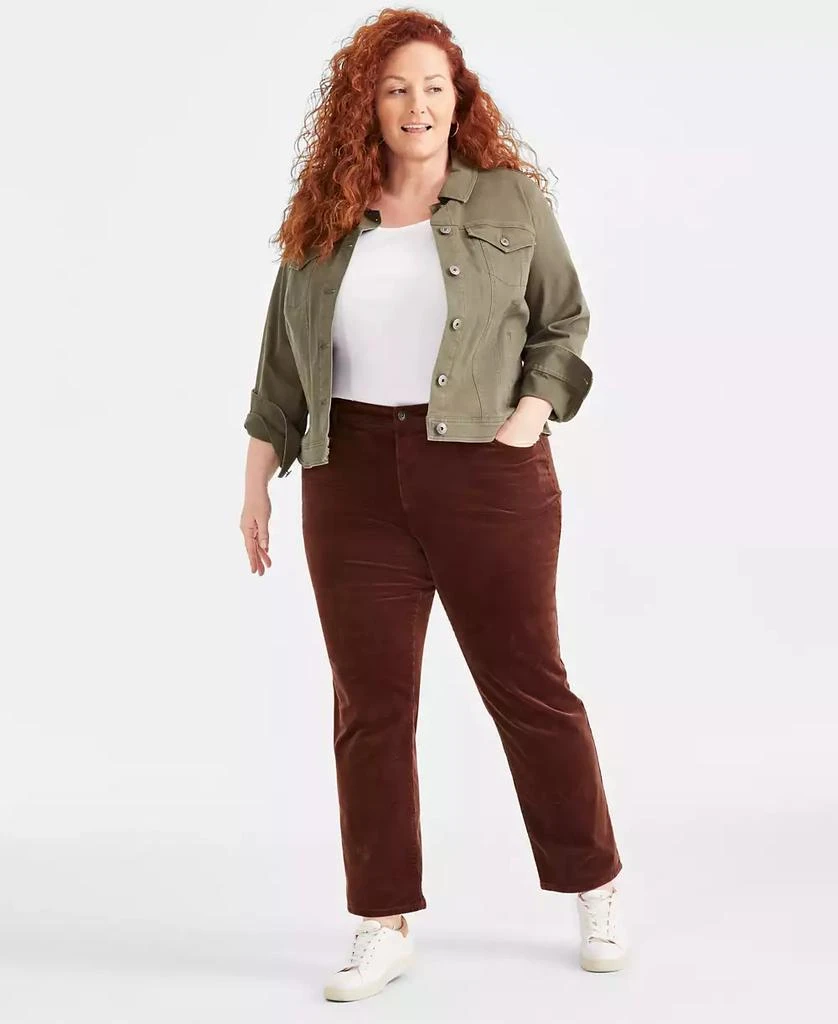 Plus Size High-Rise Straight-Leg Corduroy Pants, Created for