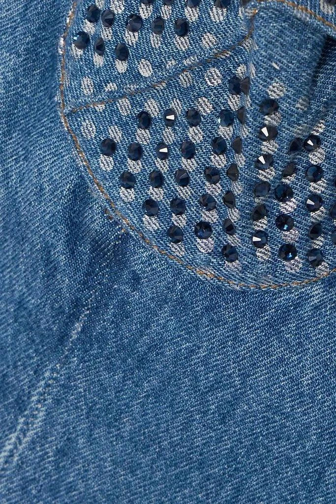 AREA Crystal-embellished polka-dot denim mini dress 4