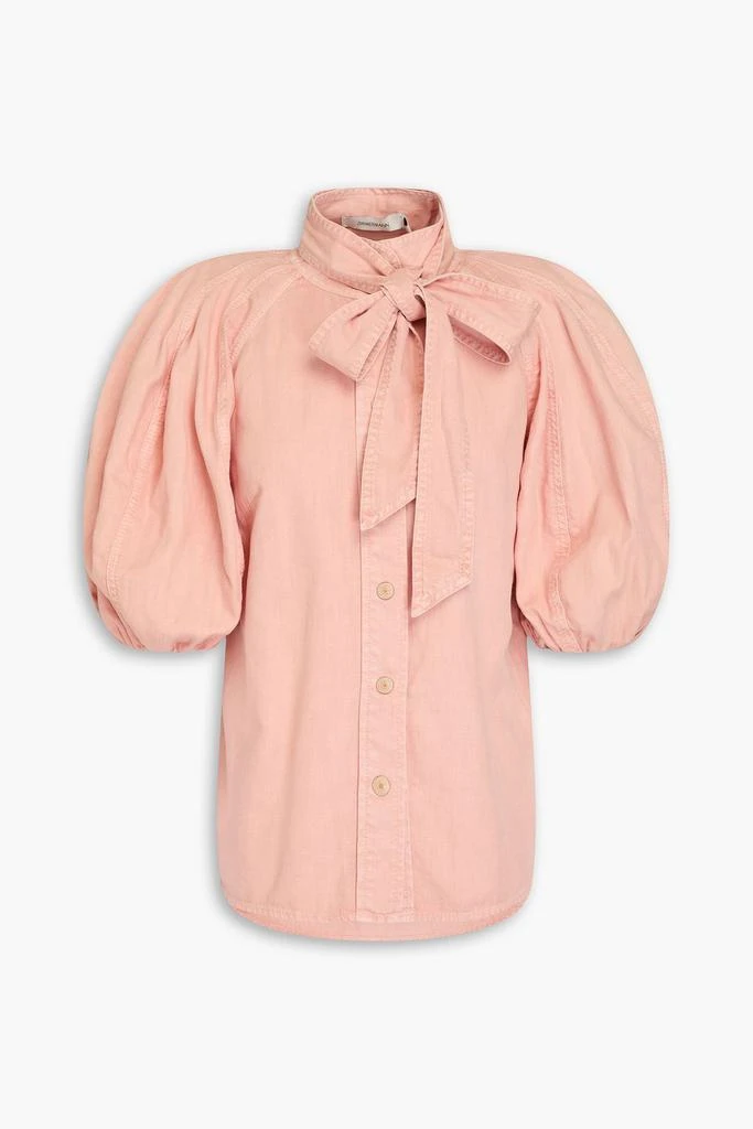Zimmermann Pussy-bow cotton and linen-blend shirt 1