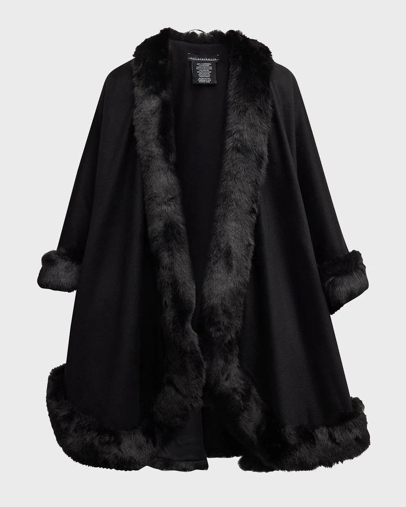 Sofia Cashmere Faux Fur Trim Cashmere Cape 1