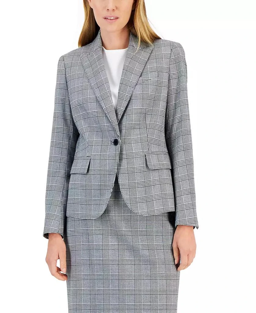 Anne Klein Women
s Glen Plaid Single-Button Skirt Suit Set 4