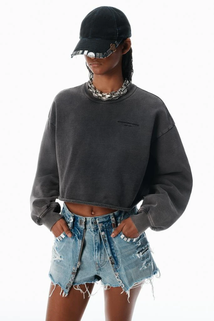 Alexander Wang Black Cropped Sweatshirt with Logo 3
