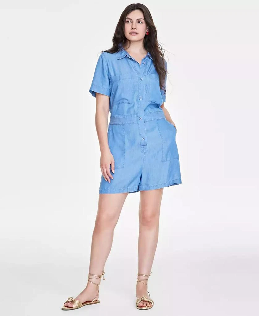 On 34th Women's Chambray Utility Romper, Created for Macy's 1