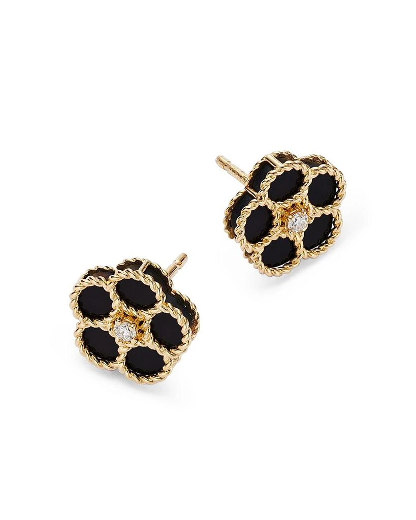 Roberto Coin 18K Yellow Gold Daisy Diamond 
Black Onyx Stud Earrings - Exclusive 3