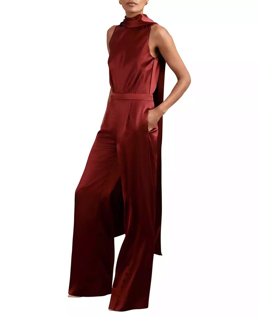 REISS Women's Satin Cape-Sash Jumpsuit