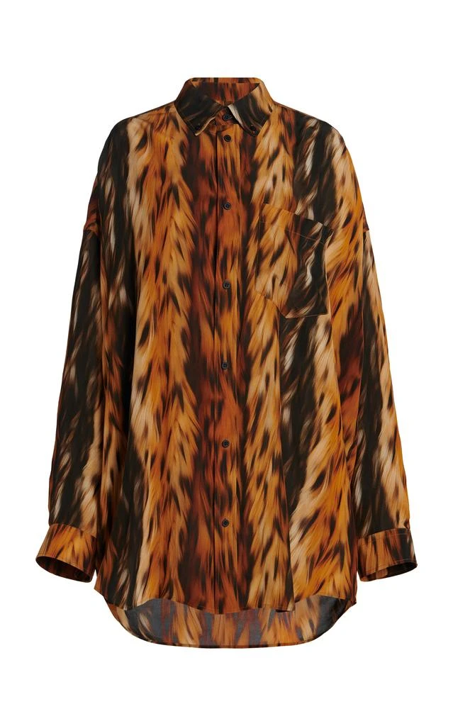 Balenciaga Balenciaga AI-Printed Silk Crepe Shirt - Moda Operandi 1