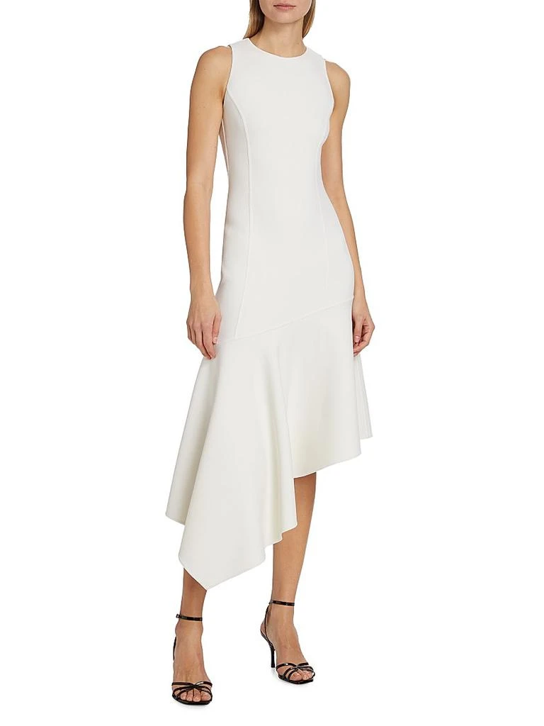 asymmetrical draped midi dress Linen Asymmetric Skirt White  Subtle Le Nguyen