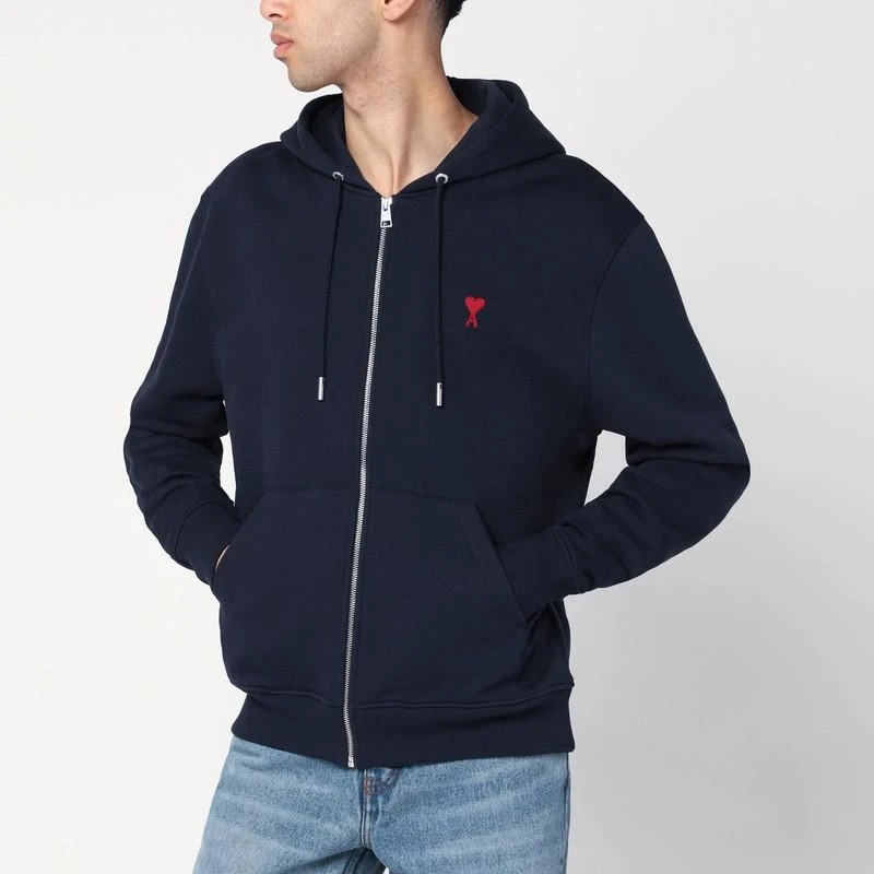 AMI Ami De Coeur zip-up sweatshirt midnight blue 1