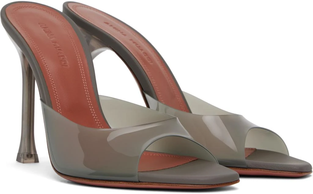 Amina Muaddi Gray Alexa Glass Slipper 105 Heeled Sandals 4