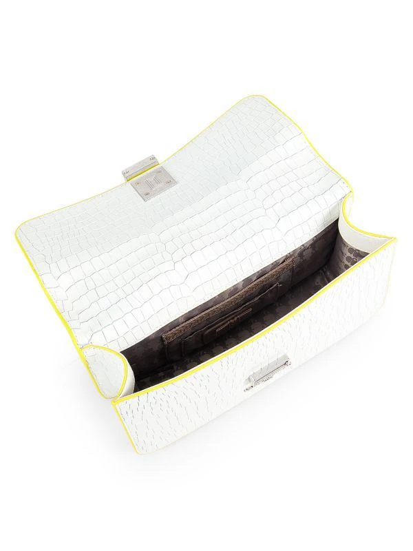 Karl Lagerfeld Paris Simone Embossed Croc Leather Two Way Top Handle Bag 3