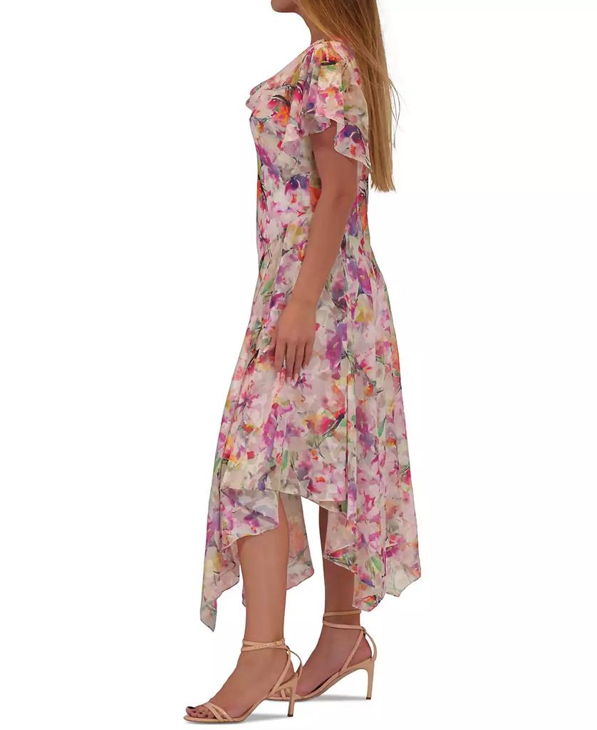 Robbie Bee Plus Size Printed Flutter-Sleeve Midi Dress