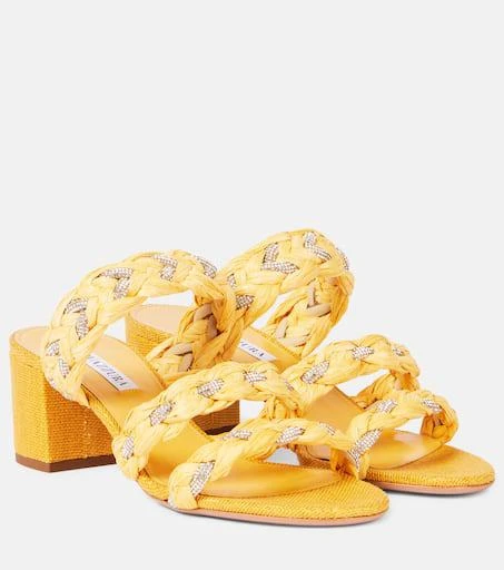 Aquazzura Costiera 50 embellished raffia sandals 1