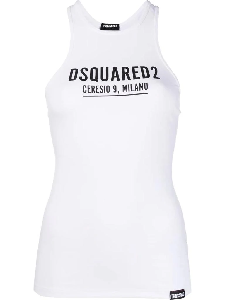 DSQUARED2 logo print racerback tank top - women -  -  - White 1
