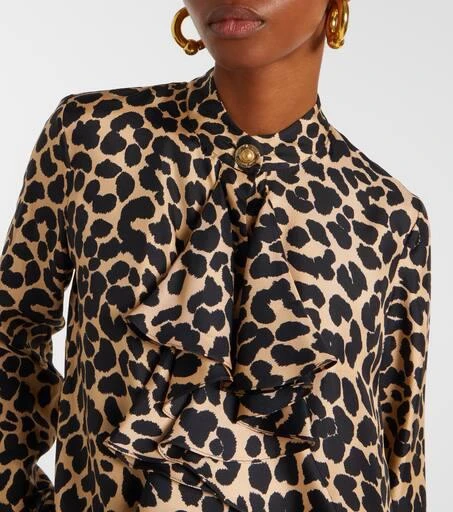 Balmain Leopard-print ruffled silk blouse 4