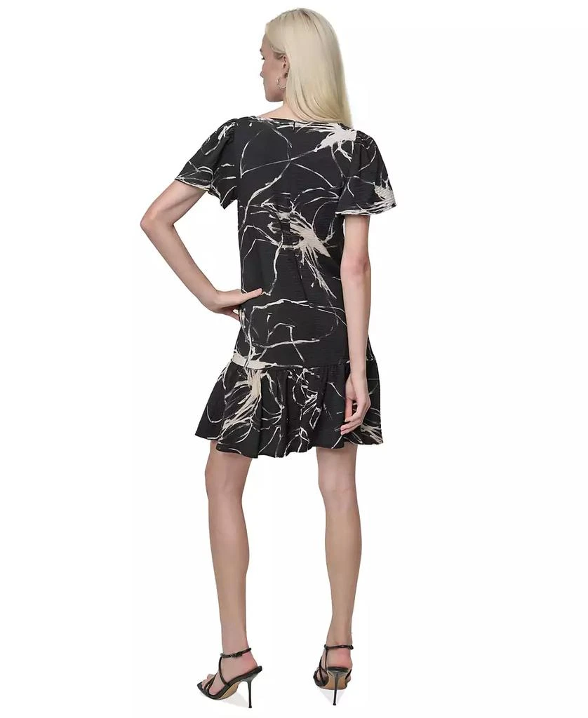 DKNY Women's Printed Flutter-Sleeve Flounce-Hem Dress 4