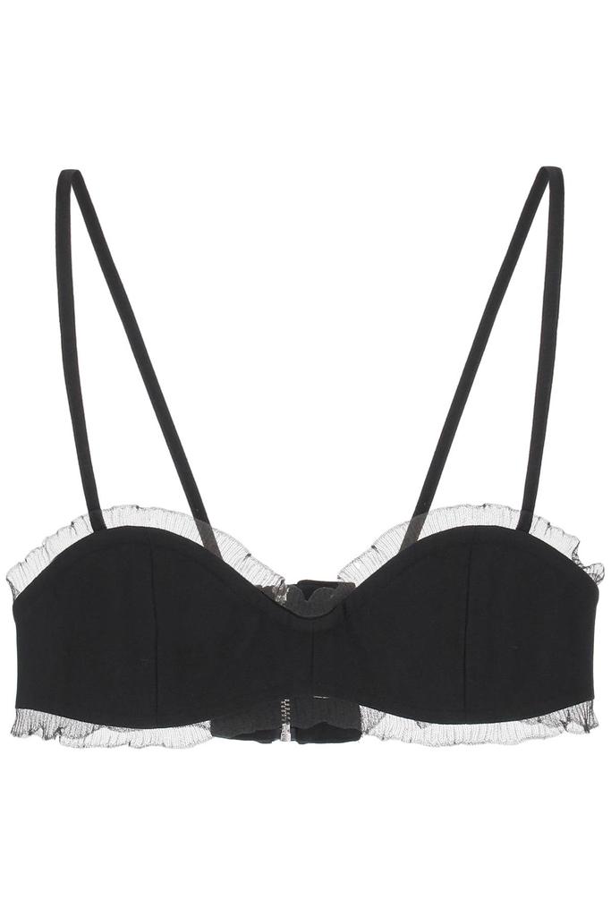 GANNI fishnet knit-edged bra