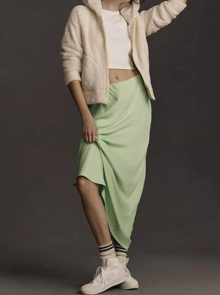 Sundry The Faux Fur Zip Hoodie In Cream/lime 4