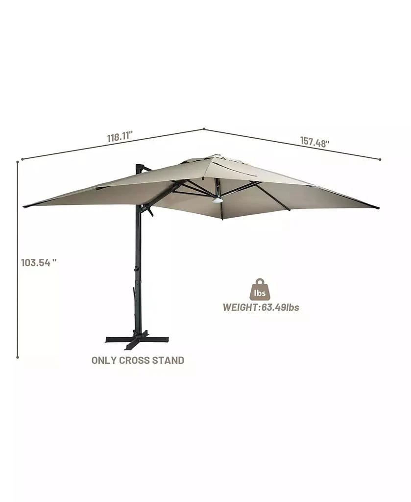 Boyel Living 10x13 ft. 360 B0; Rotation Square Cantilever Patio Umbrella with Bluetooth Speaker and LED Light 2
