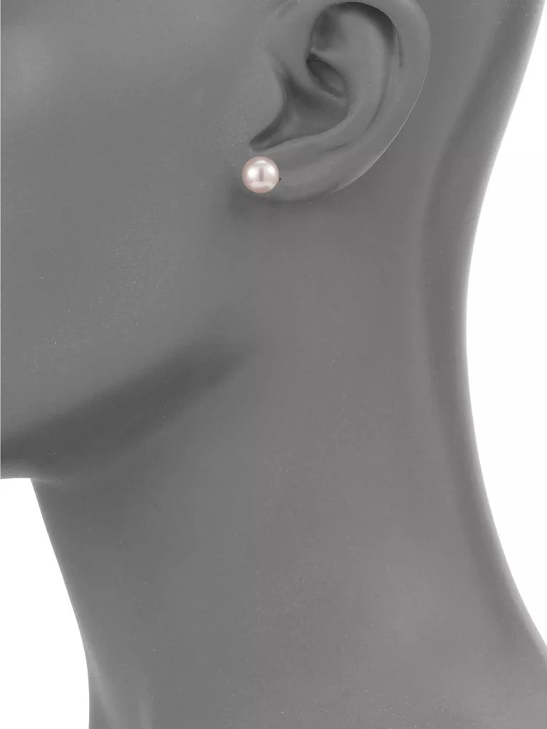 Mikimoto 8MM White Cultured Akoya Pearl & 18K White Gold Earrings 2