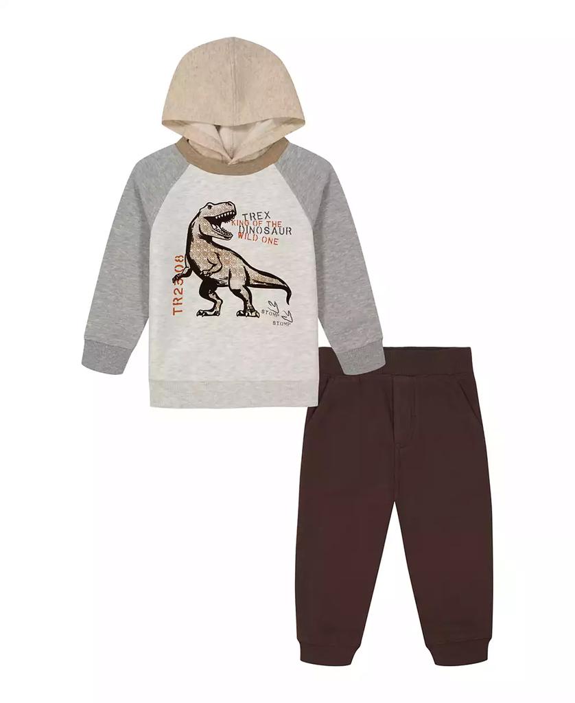 KIDS HEADQUARTERS Toddler and Little Boys, Fleece Dino Raglan Hoodie Joggers, 2-Piece Set
