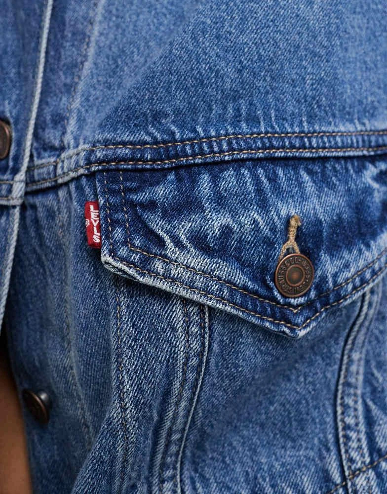 Levi
s Levi
s XL oversized denim trucker jacket in mid blue 4