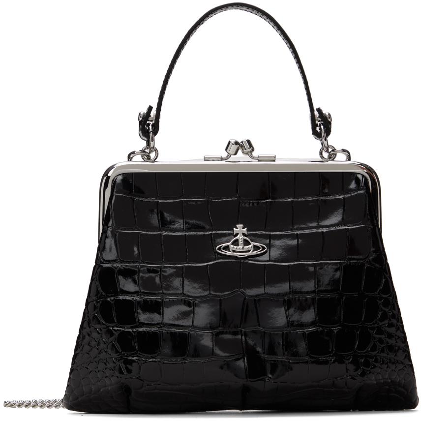 ★Vivienne Westwood★ Granny Frame Pulse Tote Bag Black 4B01 Granny Frame leather tote bag in black - Vivienne Westwood