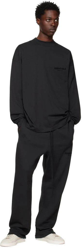 Essentials Black Flocked Long Sleeve T-Shirt 4