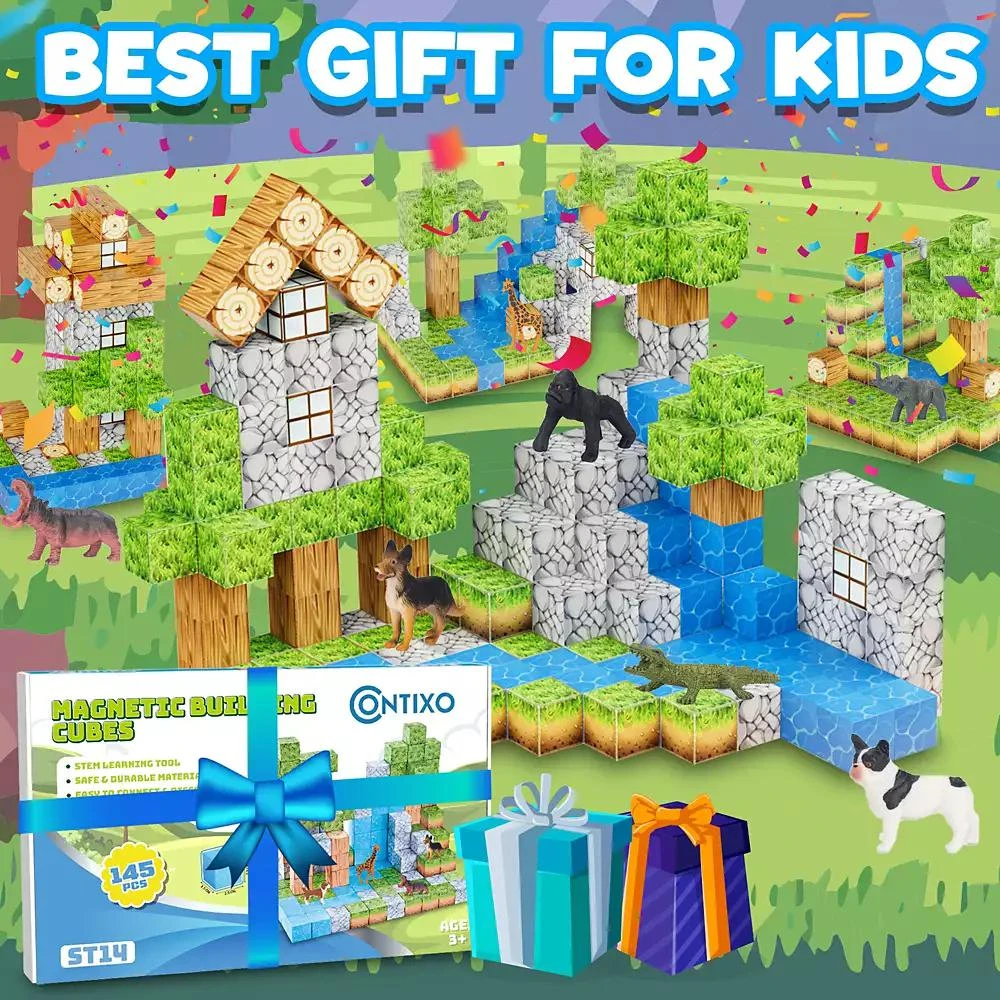 Contixo Magnetic Blocks Building Cubes Game, Sensory Toys – 145 Pieces for Kids Learning, Creative Play, and Motor Skill Development 5