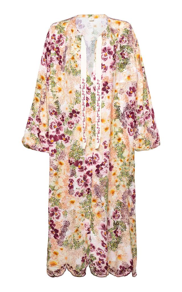 Agua by Agua Bendita Agua by Agua Bendita - Zircon Florecer Jacquard Kaftan Midi Dress - Light Pink - M/L - Moda Operandi