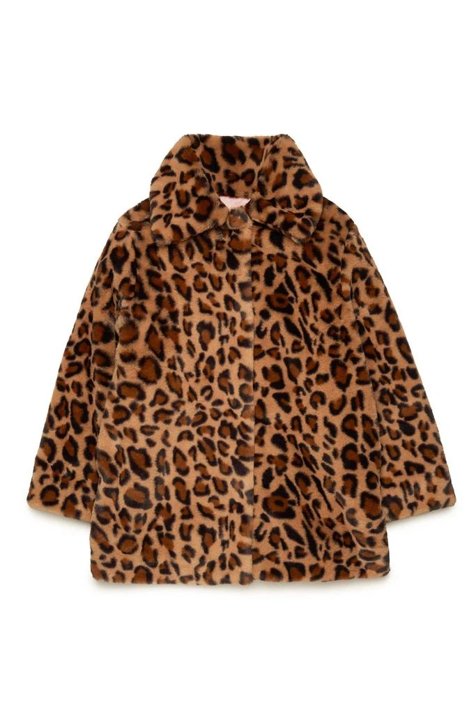 MAX&Co. Kids MAX&Co. Kids Leopard Print Buttoned Faux-Fur Coat