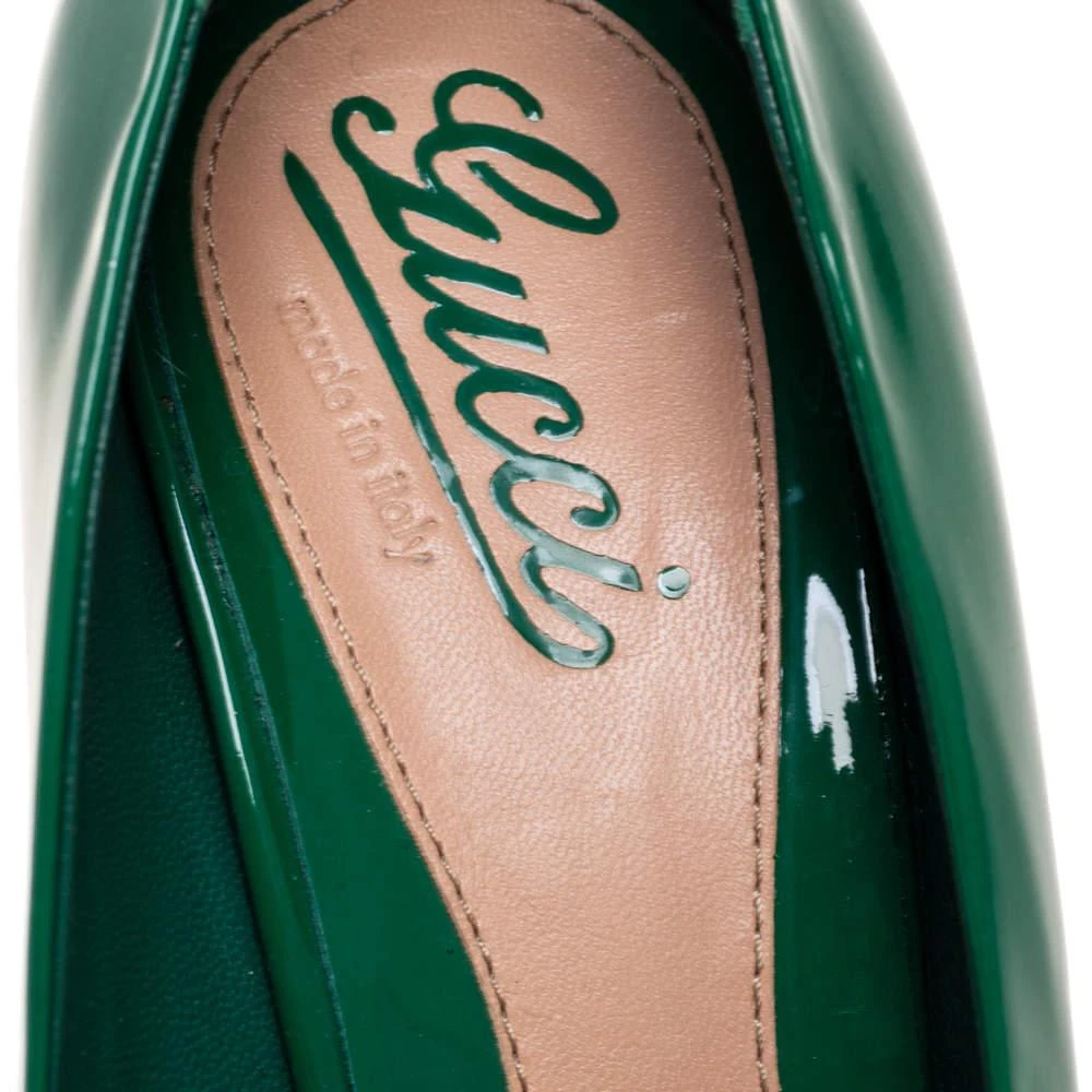 Gucci Gucci Green Patent Leather Peep Toe Platform Pumps Size 38.5 7
