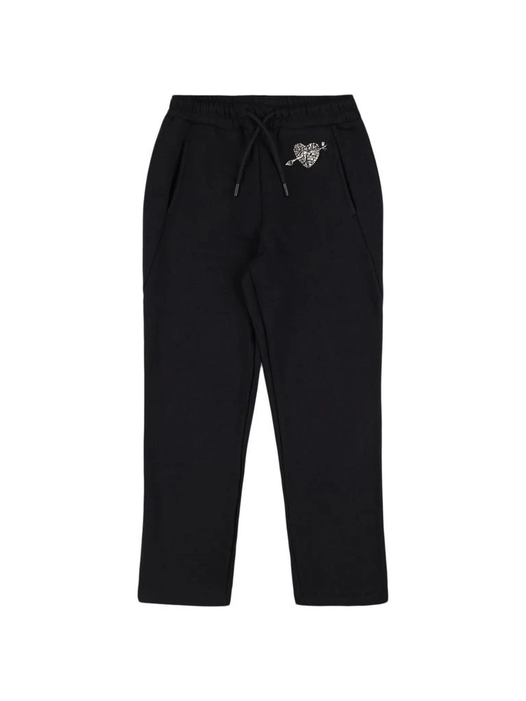 MSGM Heart Embroidered Cotton Sweatpants 1