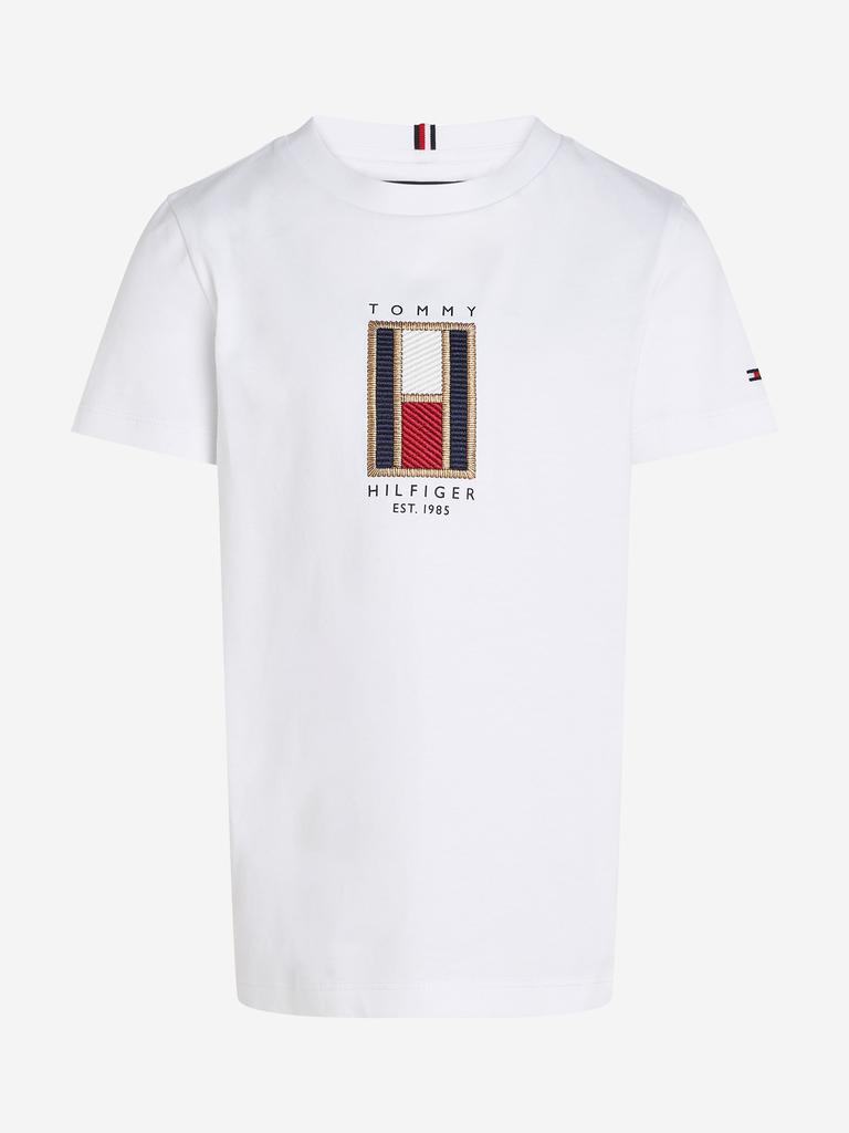 Tommy Hilfiger Tommy Hilfiger Boys Flag Embroidered Regular T-Shirt in White