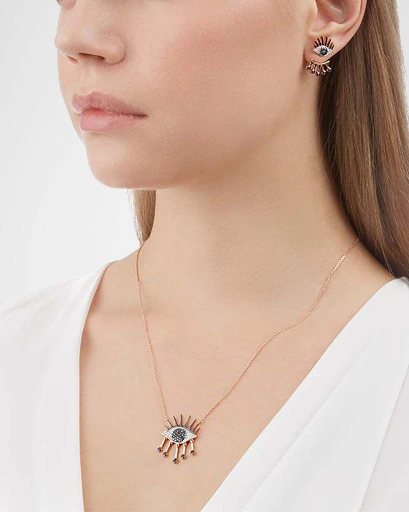 Bee Goddess Eye Light Diamond and Ruby Pendant Necklace 2