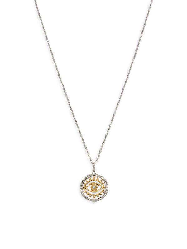 Judith Ripka Two Tone 14K Yellow Gold, Sterling Silver & Diamond Necklace