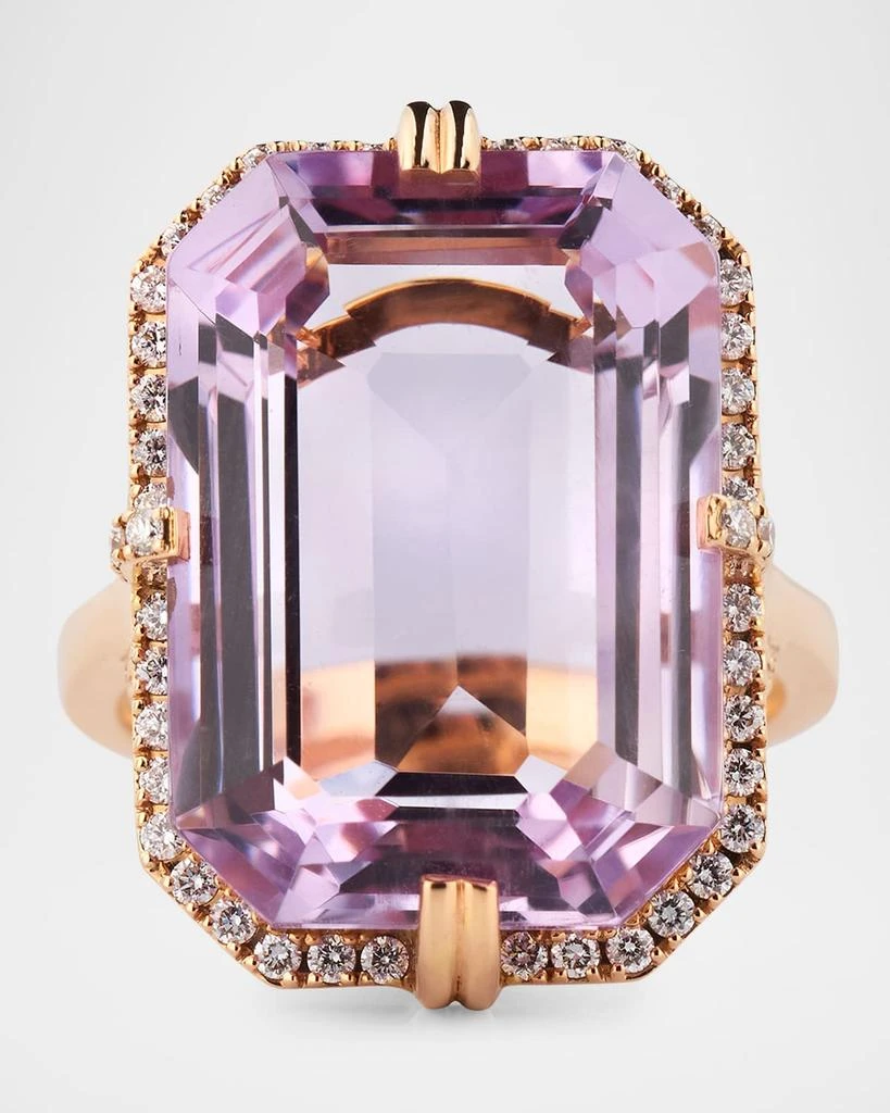 Goshwara Gossip Lavender Amethyst Emerald Cut Ring with Diamond in 18K Rose Gold