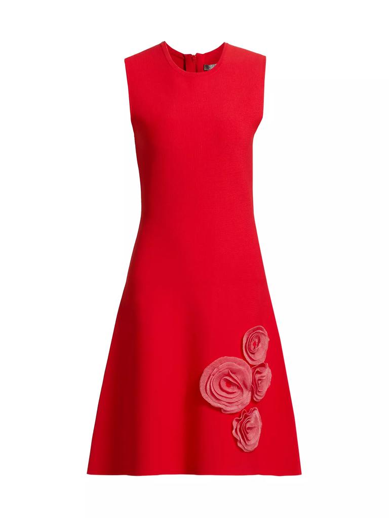 LELA ROSE Penelope 3D Floral Tulle-Embellished Midi-Dress