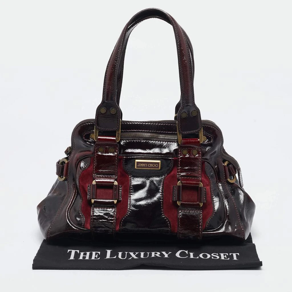 Jimmy Choo Jimmy Choo Burgundy Patent Leather and Suede Malena Satchel 12